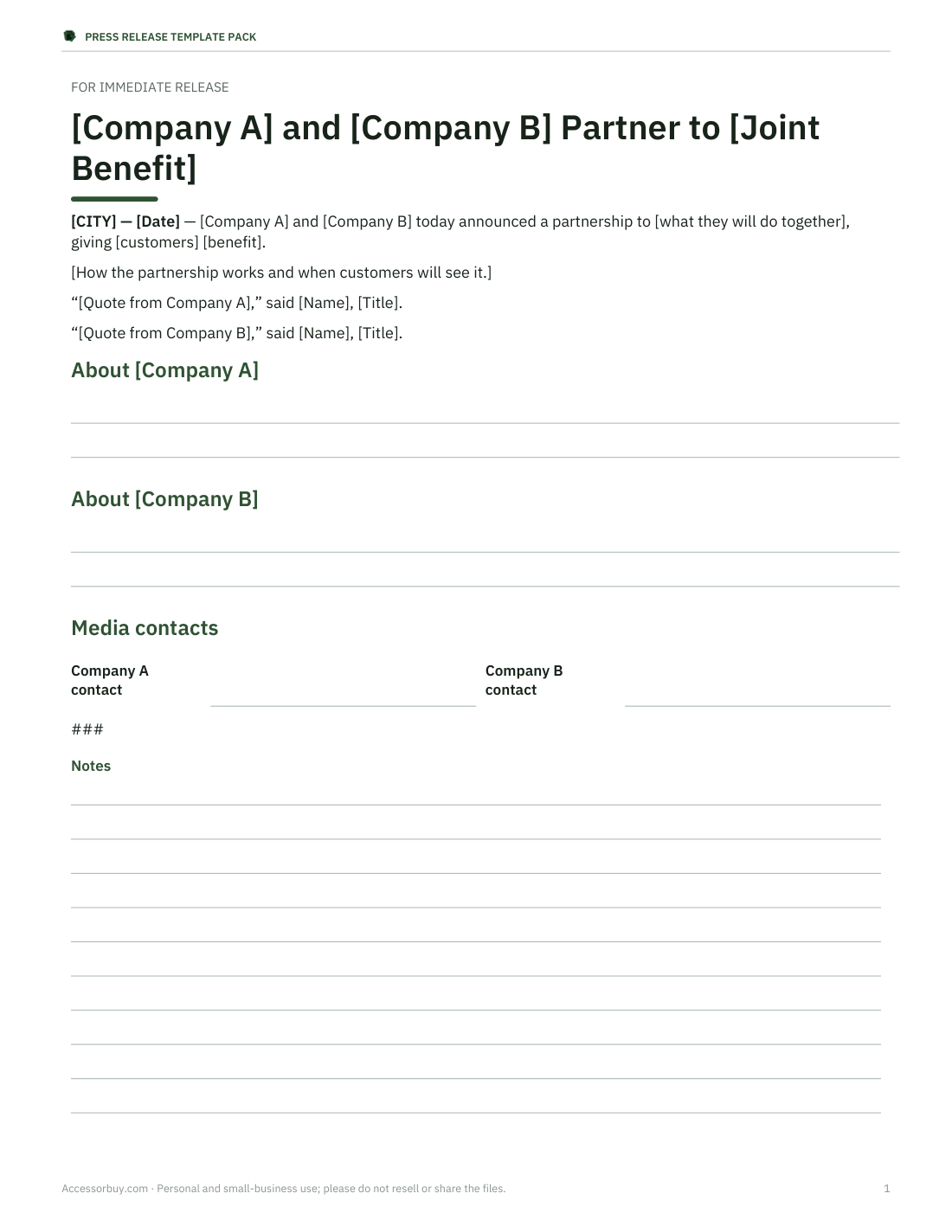Preview of the first page of Partnership announcement
